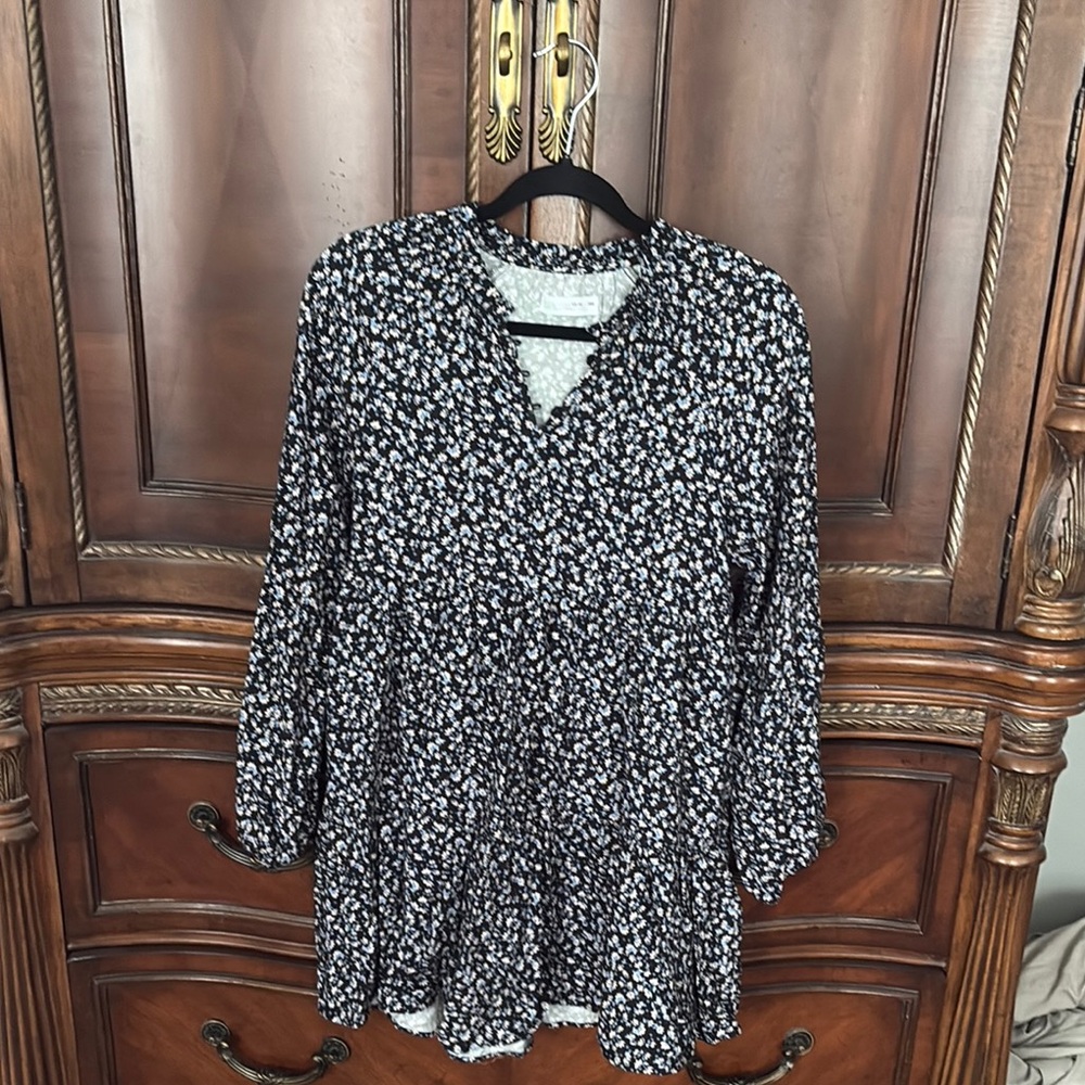 Zara Black and Blue Floral Dress